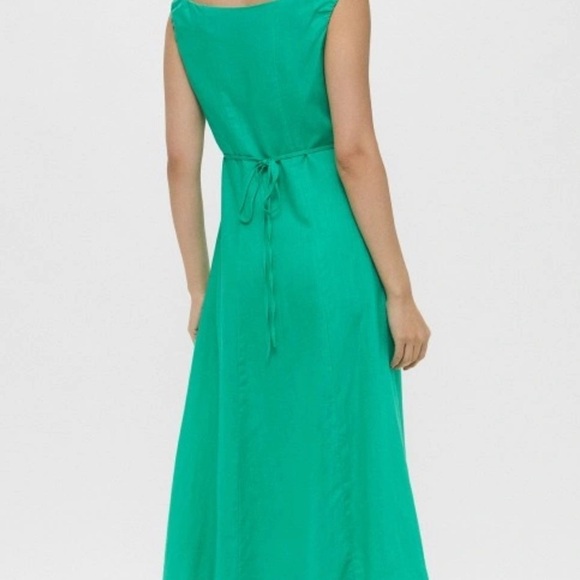 Mango Green Midi Dress Linen-Blend Dress with Buttons Size Medium - Picture 2 of 10